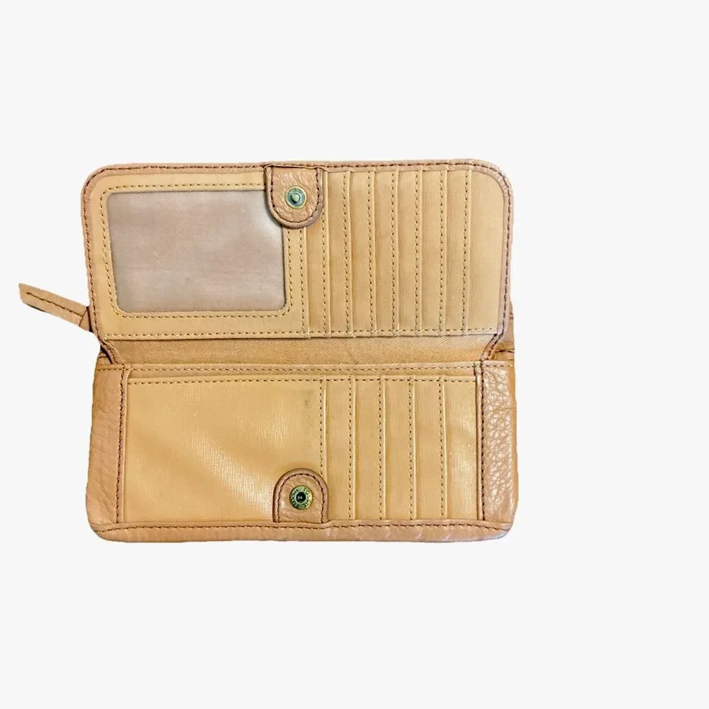 Fossil Karli Clutch Saddle Brown Women’s Wallet Leather Credit Card Slots Zipper